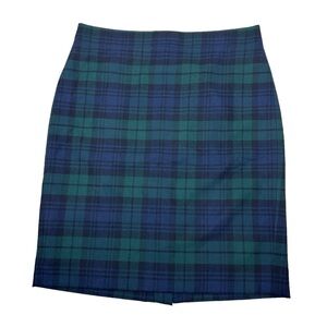 J. Crew Green and Blue Plaid Pencil Skirt